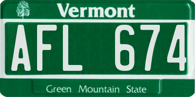 VT license plate AFL674