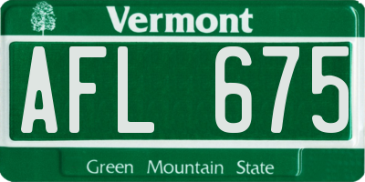 VT license plate AFL675