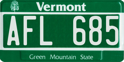 VT license plate AFL685