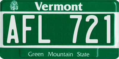VT license plate AFL721