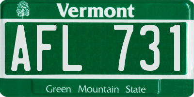 VT license plate AFL731