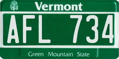 VT license plate AFL734