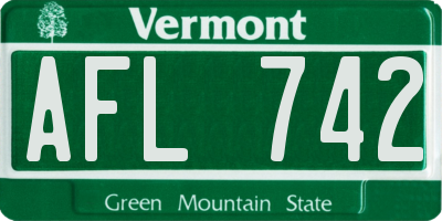 VT license plate AFL742