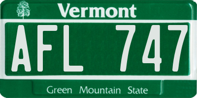 VT license plate AFL747