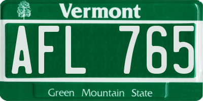 VT license plate AFL765