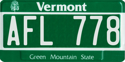 VT license plate AFL778