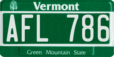VT license plate AFL786