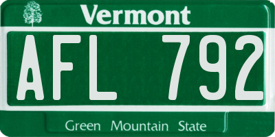 VT license plate AFL792