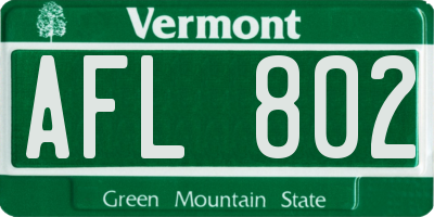 VT license plate AFL802