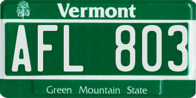 VT license plate AFL803