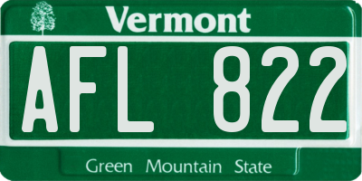 VT license plate AFL822