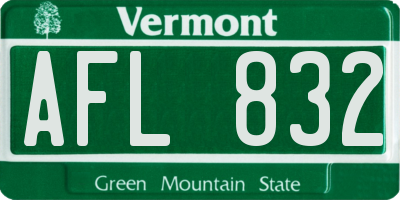 VT license plate AFL832