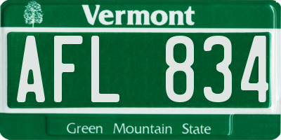 VT license plate AFL834