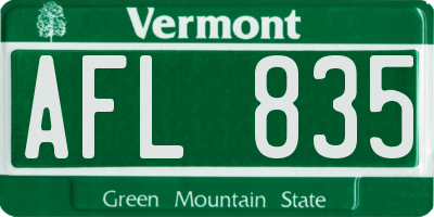 VT license plate AFL835