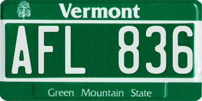 VT license plate AFL836