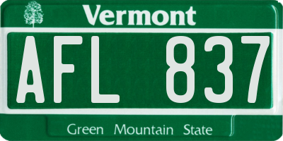 VT license plate AFL837
