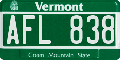 VT license plate AFL838