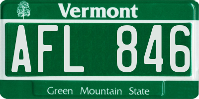 VT license plate AFL846