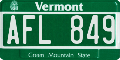 VT license plate AFL849