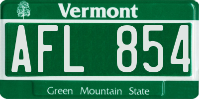 VT license plate AFL854