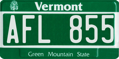 VT license plate AFL855