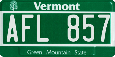 VT license plate AFL857