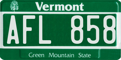 VT license plate AFL858