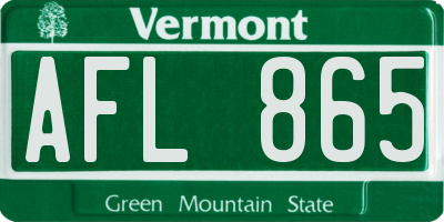 VT license plate AFL865