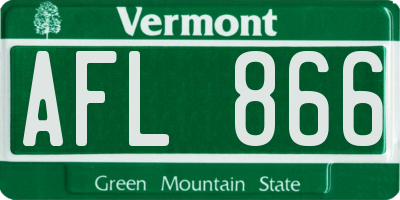 VT license plate AFL866