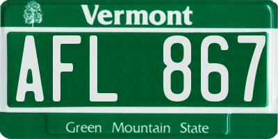 VT license plate AFL867