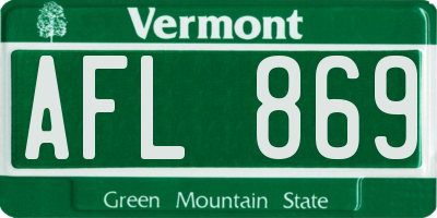 VT license plate AFL869