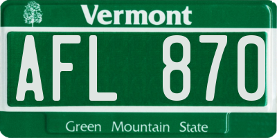 VT license plate AFL870