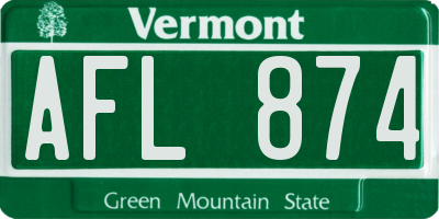 VT license plate AFL874