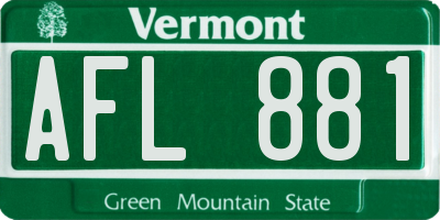 VT license plate AFL881