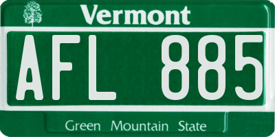 VT license plate AFL885