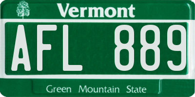 VT license plate AFL889