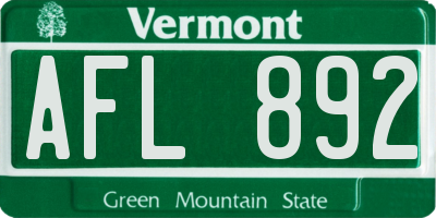 VT license plate AFL892
