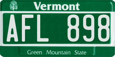 VT license plate AFL898