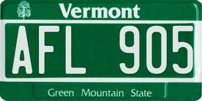 VT license plate AFL905