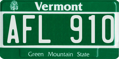 VT license plate AFL910