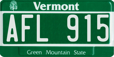 VT license plate AFL915