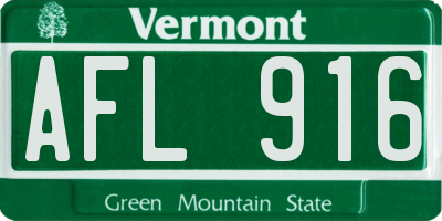 VT license plate AFL916