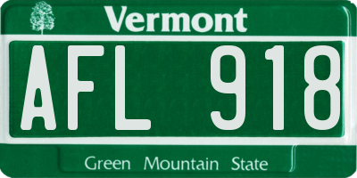 VT license plate AFL918
