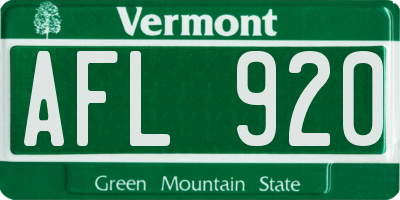 VT license plate AFL920
