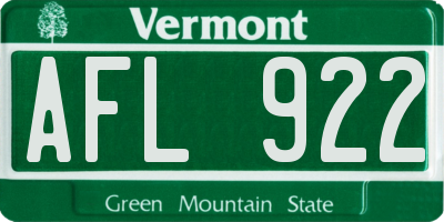 VT license plate AFL922