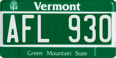 VT license plate AFL930