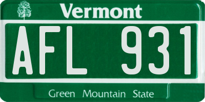 VT license plate AFL931