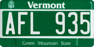 VT license plate AFL935