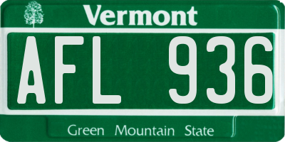 VT license plate AFL936