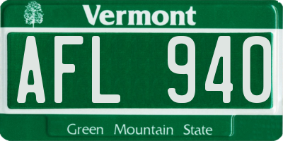 VT license plate AFL940